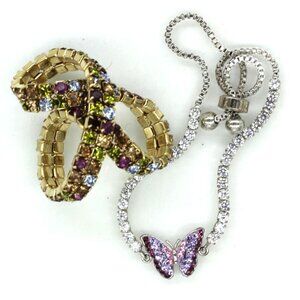 LOT of 5 ICING, SU, CLAIRES, VCLM rhinestone necklaces, bracelets VINTAGE 15"-19